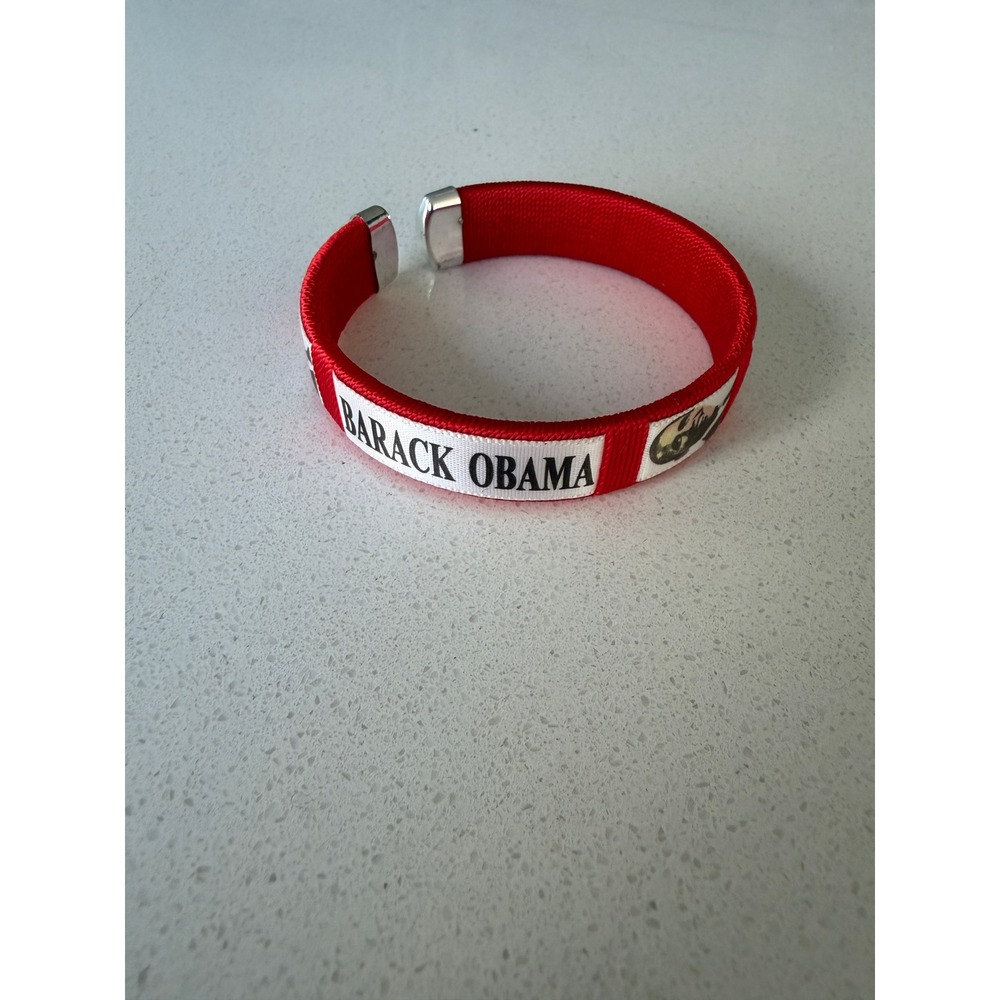 Barack Obama 44th President Red Elastic Cuff Bracelet Political Memorabilia